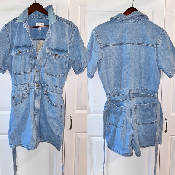 Women's Short Sleeve Romper - Universal Thread™ Light Wash - Picture 3 of 7